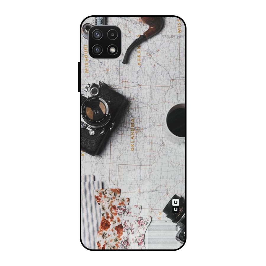 Camera Smoky Pipe Metal Back Case for Galaxy A22 5G