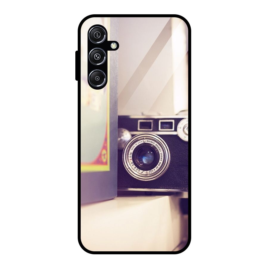 Camera Vintage Pastel Glass Back Case for Galaxy M34 5G
