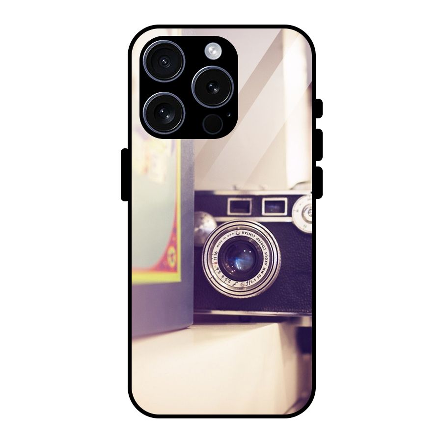 Camera Vintage Pastel Glass Back Case for iPhone 15 Pro