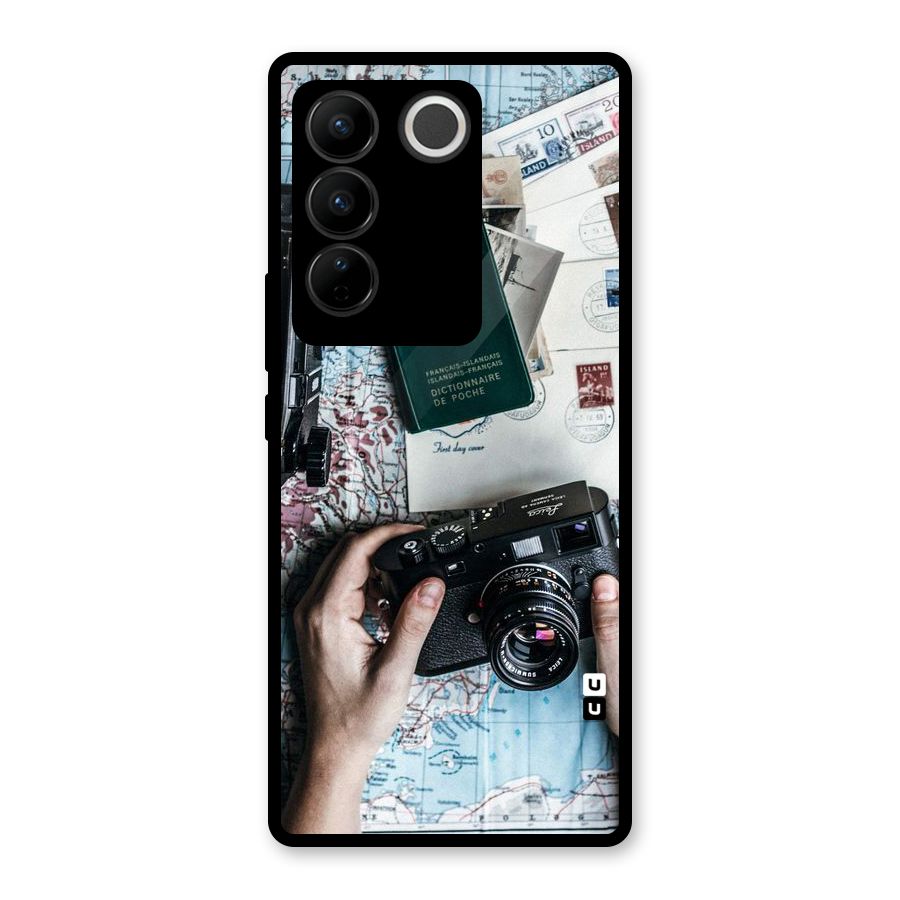 Camera and Postcards Glass Back Case for Vivo V27 Pro