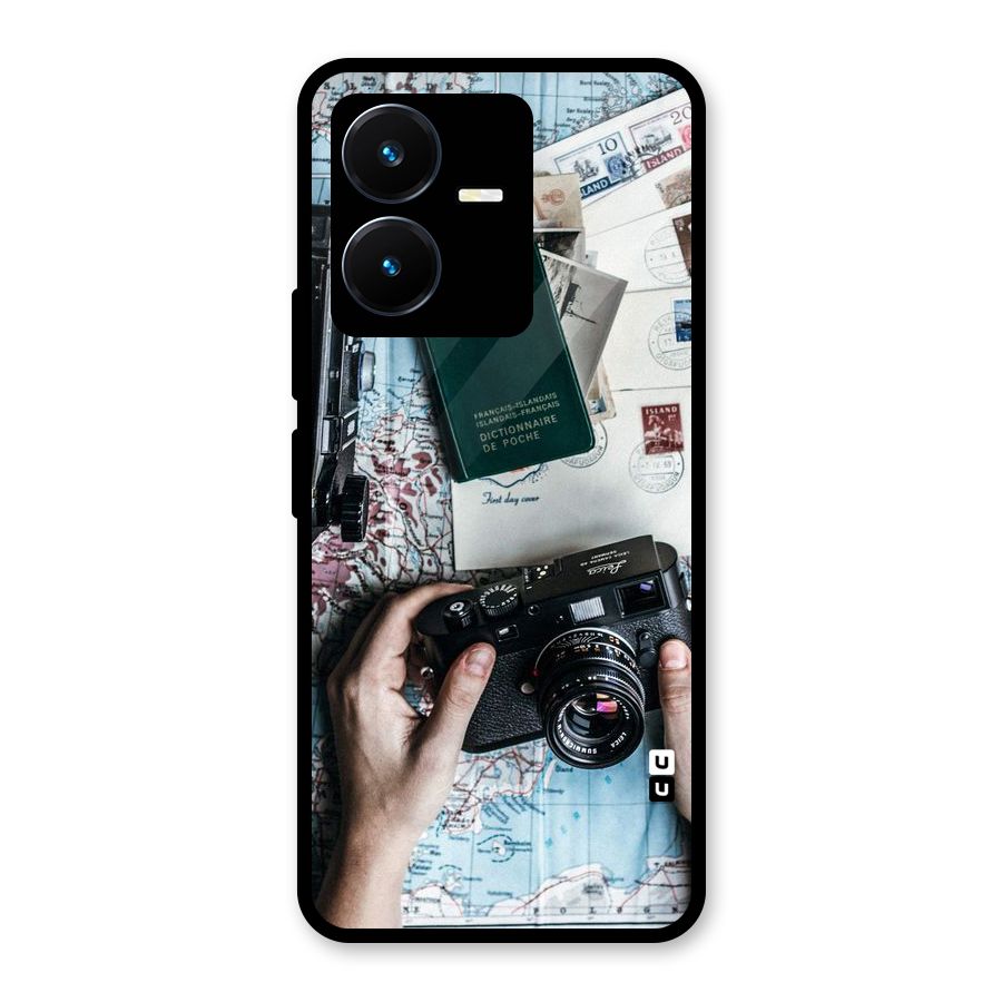 Camera and Postcards Glass Back Case for Vivo Y22s