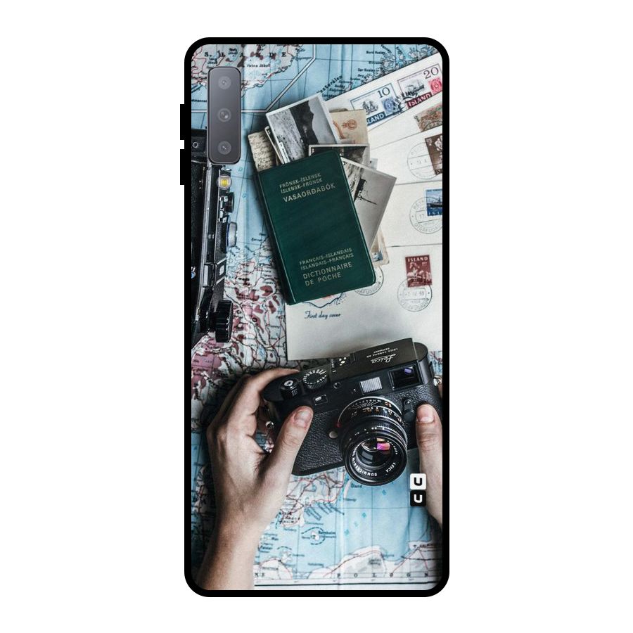 Camera and Postcards Metal Back Case for Galaxy A7 (2018)