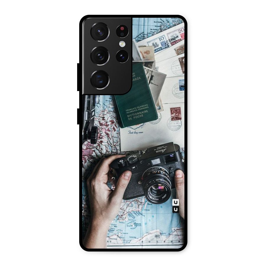 Camera and Postcards Metal Back Case for Galaxy S21 Ultra 5G