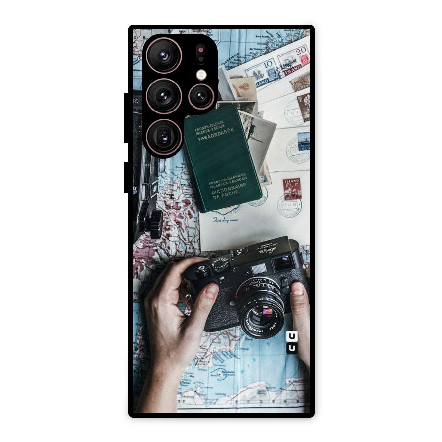 Camera and Postcards Metal Back Case for Galaxy S22 Ultra 5G