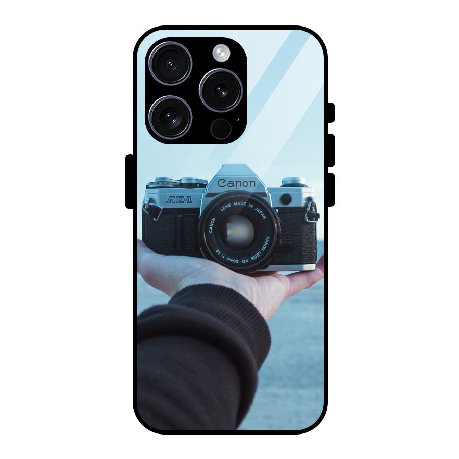 Camera in Hand Glass Back Case for iPhone 15 Pro