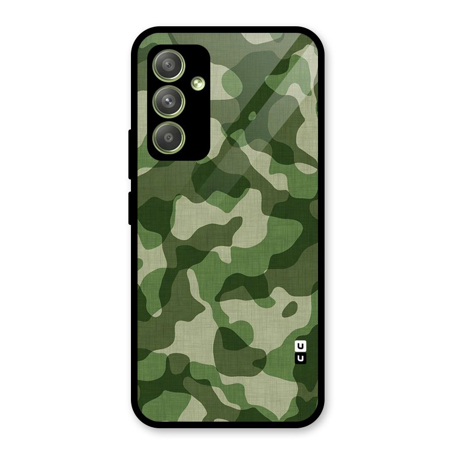 Camouflage Pattern Art Glass Back Case for Galaxy A54