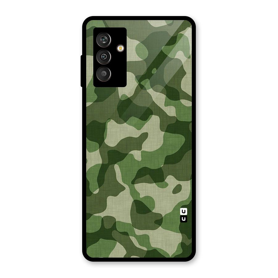 Camouflage Pattern Art Glass Back Case for Galaxy M13