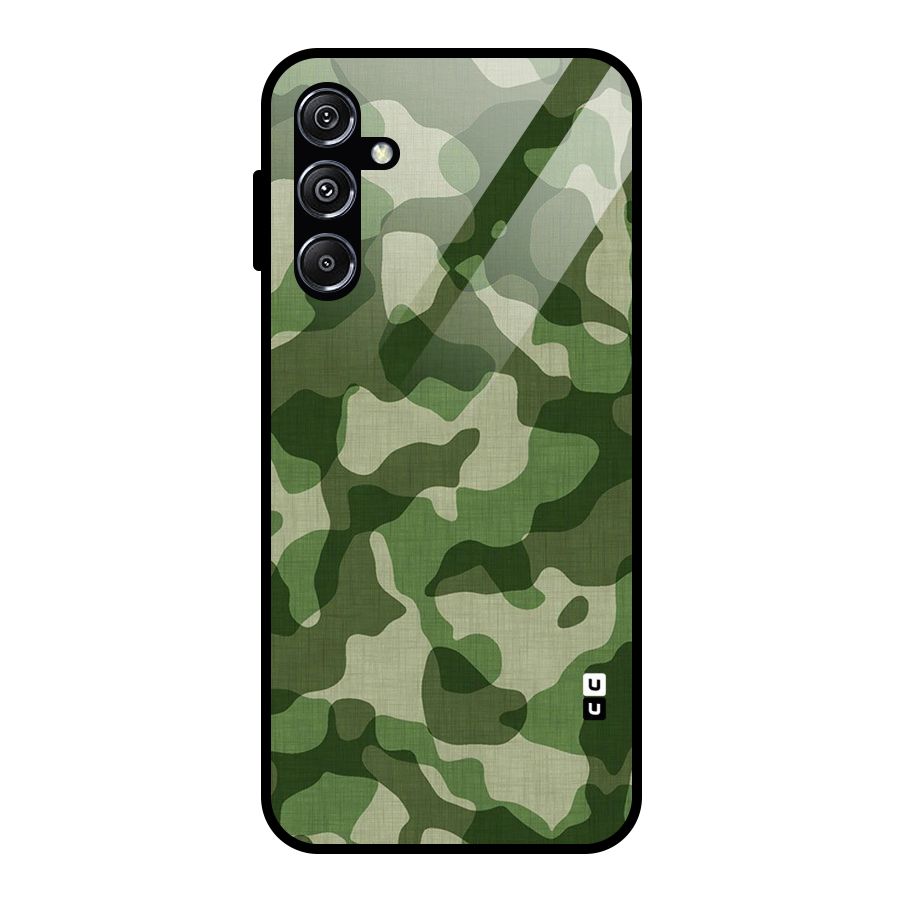 Camouflage Pattern Art Glass Back Case for Galaxy M34 5G