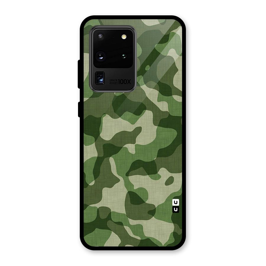 Camouflage Pattern Art Glass Back Case for Galaxy S20 Ultra