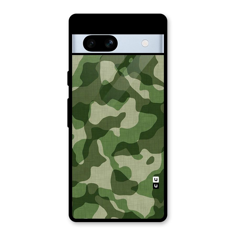 Camouflage Pattern Art Glass Back Case for Google Pixel 7a
