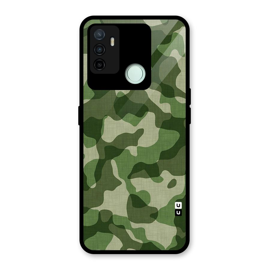 Camouflage Pattern Art Glass Back Case for Oppo A53