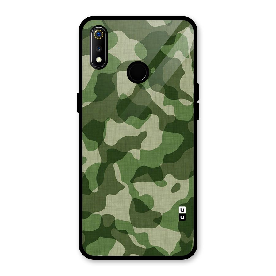 Camouflage Pattern Art Glass Back Case for Realme 3i