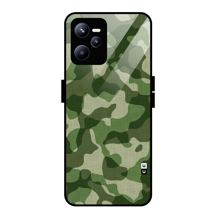 Camouflage Pattern Art Glass Back Case for Realme C35