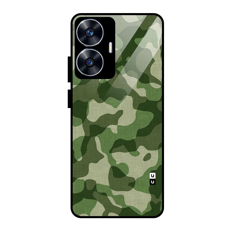 Camouflage Pattern Art Glass Back Case for Realme Narzo N55