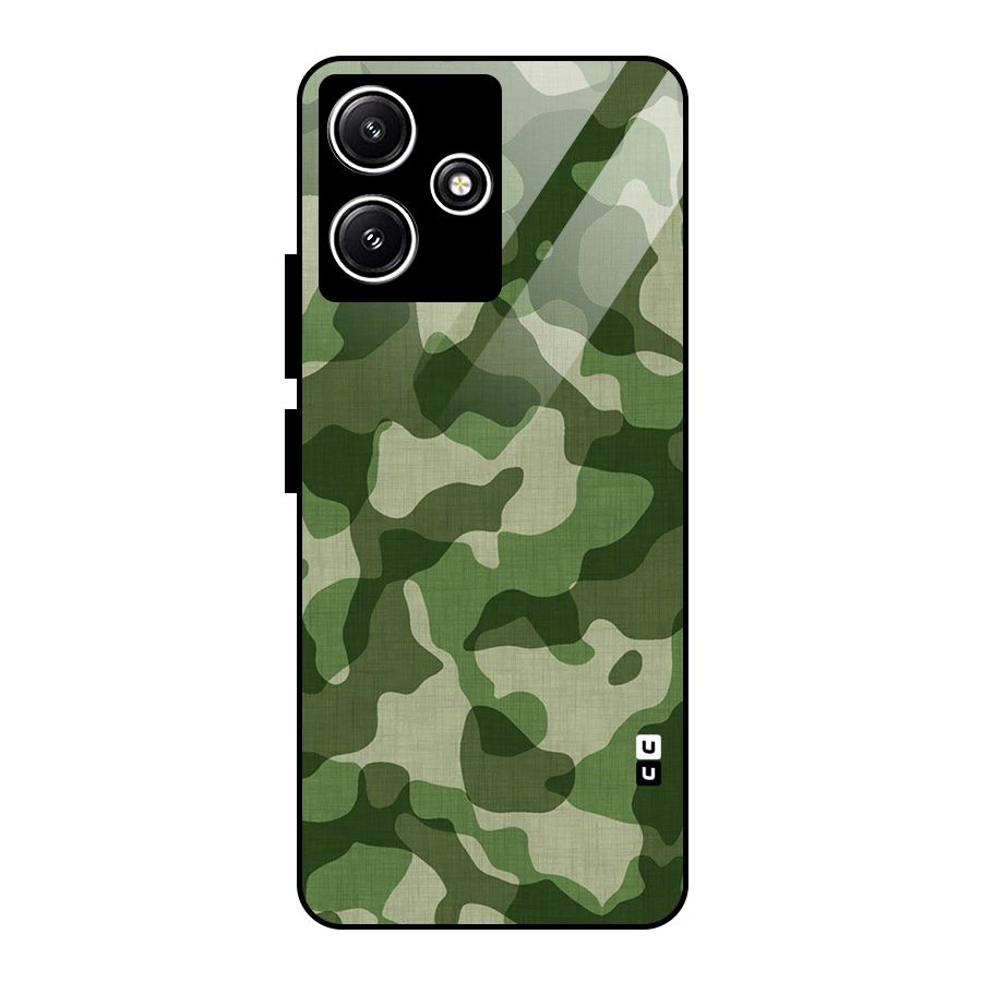 Camouflage Pattern Art Glass Back Case for Redmi 12 5G