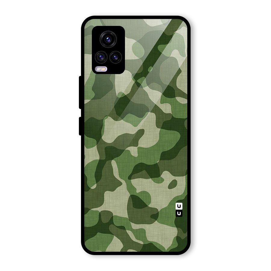 Camouflage Pattern Art Glass Back Case for Vivo V20 2021