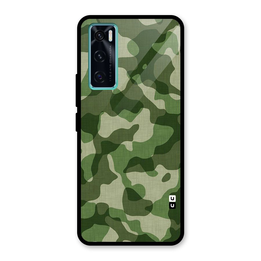 Camouflage Pattern Art Glass Back Case for Vivo V20 SE