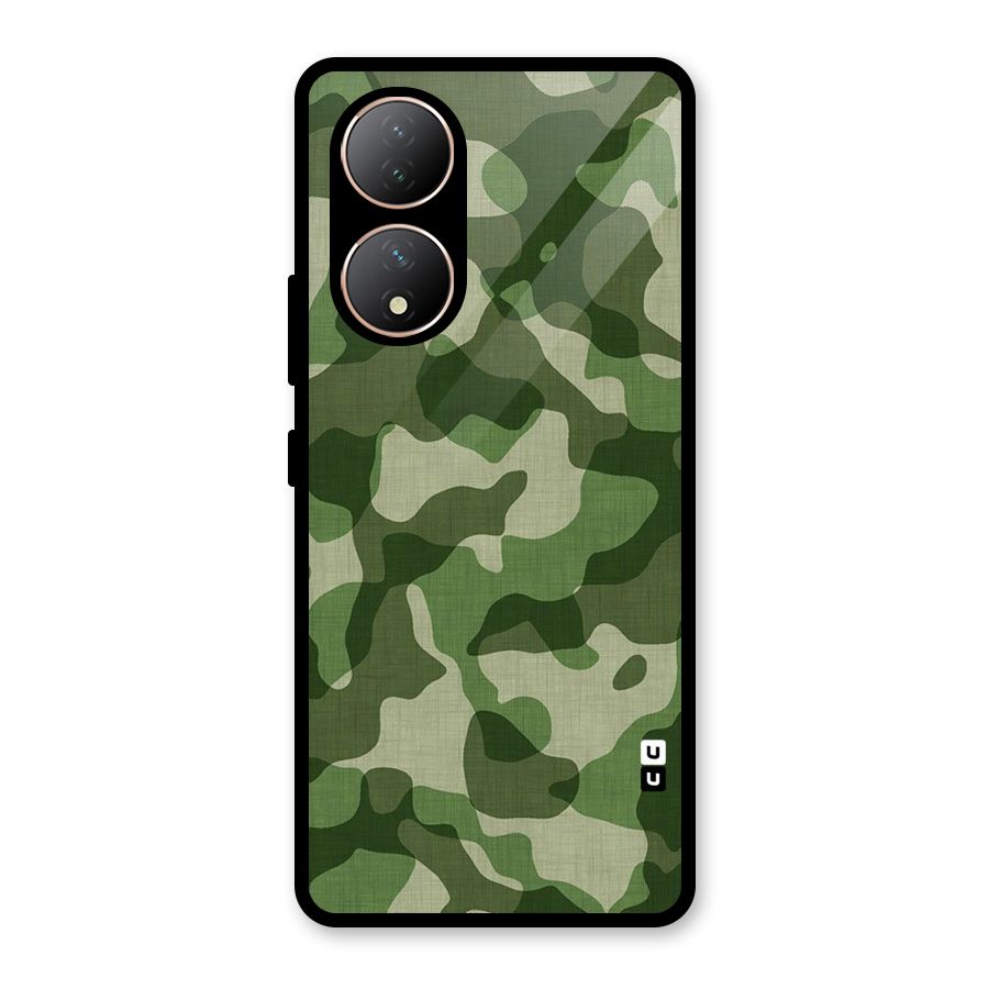 Camouflage Pattern Art Glass Back Case for Vivo Y100A