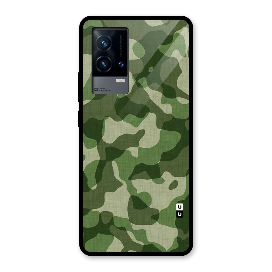 Camouflage Pattern Art Glass Back Case for iQOO 9 5G
