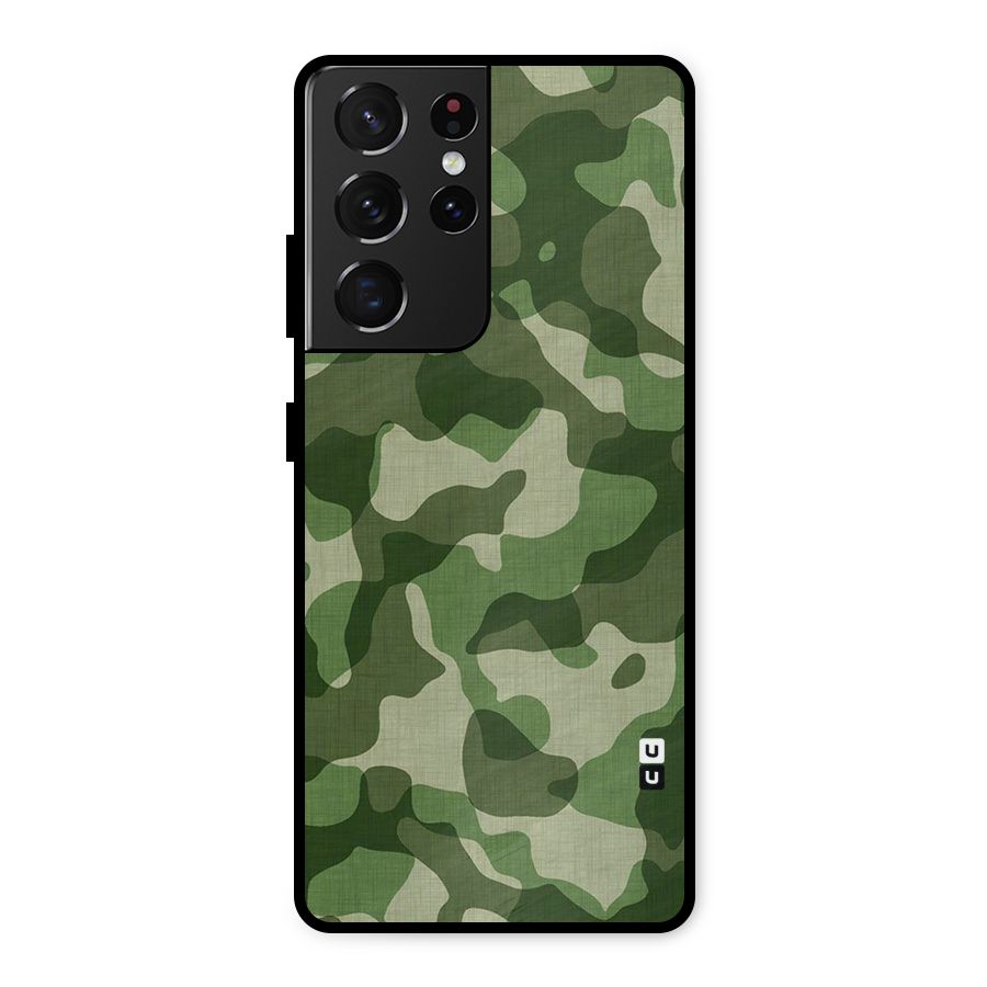Camouflage Pattern Art Metal Back Case for Galaxy S21 Ultra 5G