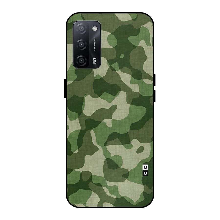 Camouflage Pattern Art Metal Back Case for Oppo A53s 5G