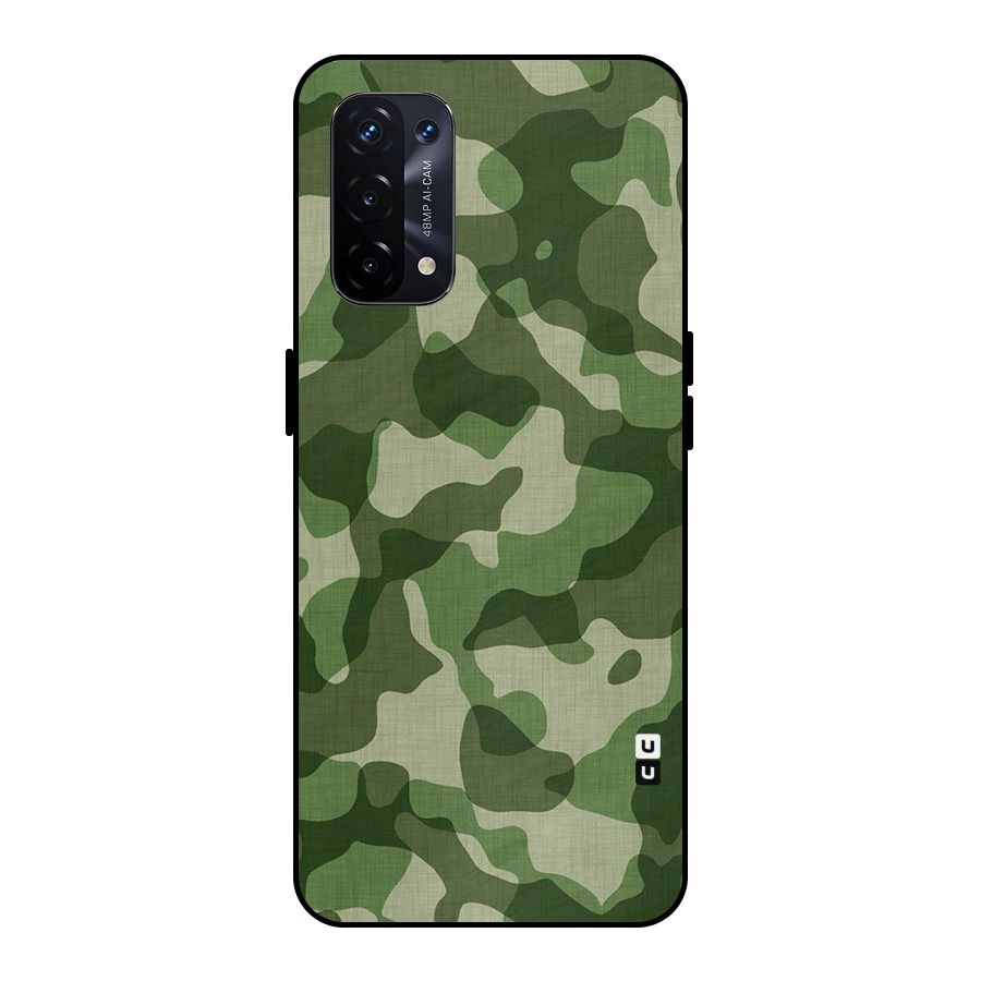 Camouflage Pattern Art Metal Back Case for Oppo A74 5G