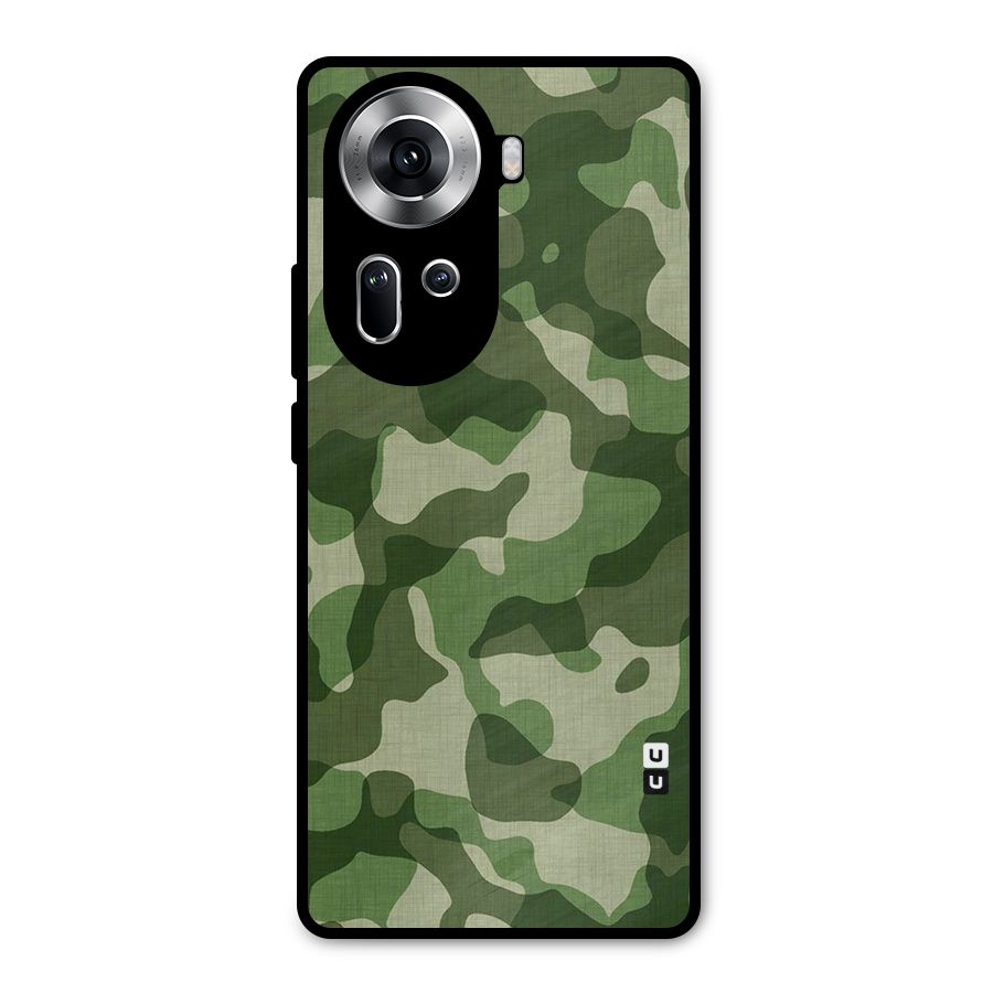 Camouflage Pattern Art Metal Back Case for Oppo Reno11 5G