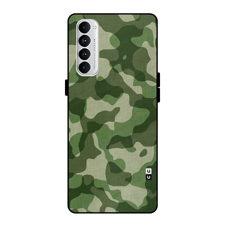 Camouflage Pattern Art Metal Back Case for Oppo Reno4 Pro