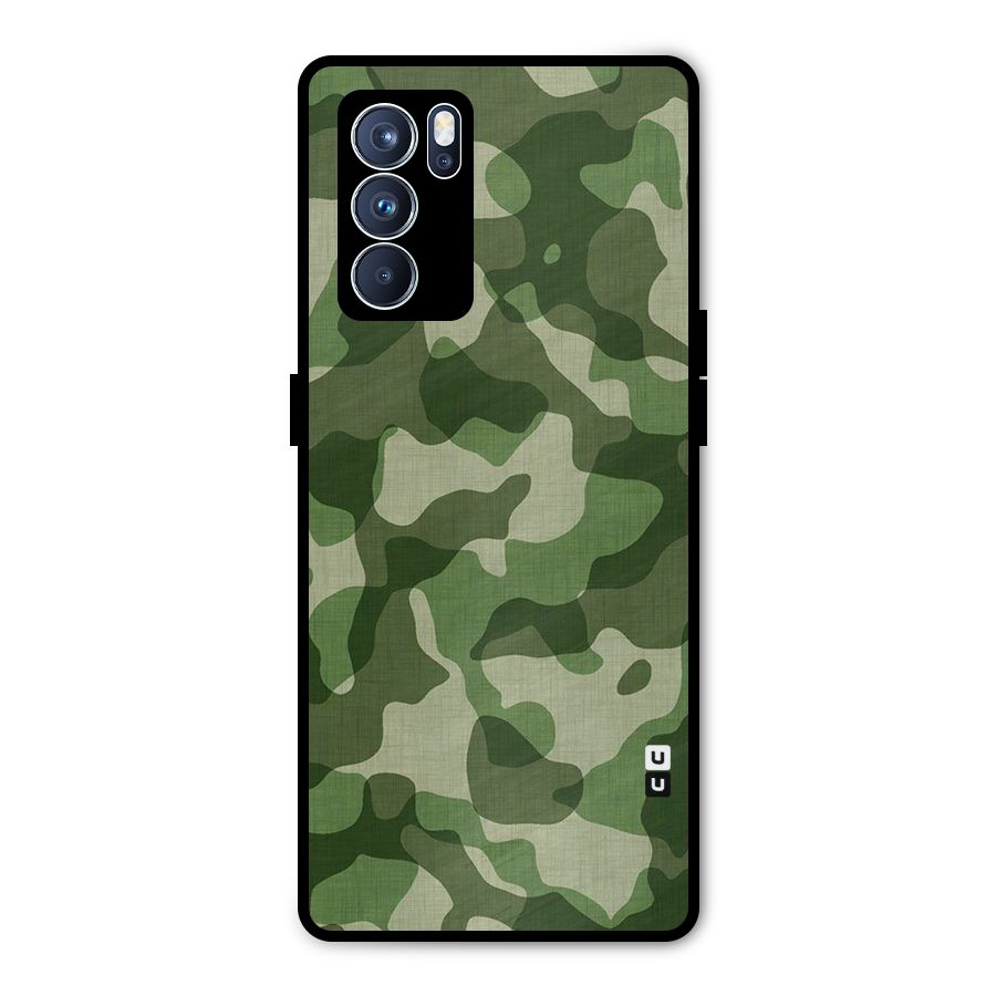 Camouflage Pattern Art Metal Back Case for Oppo Reno6 Pro 5G