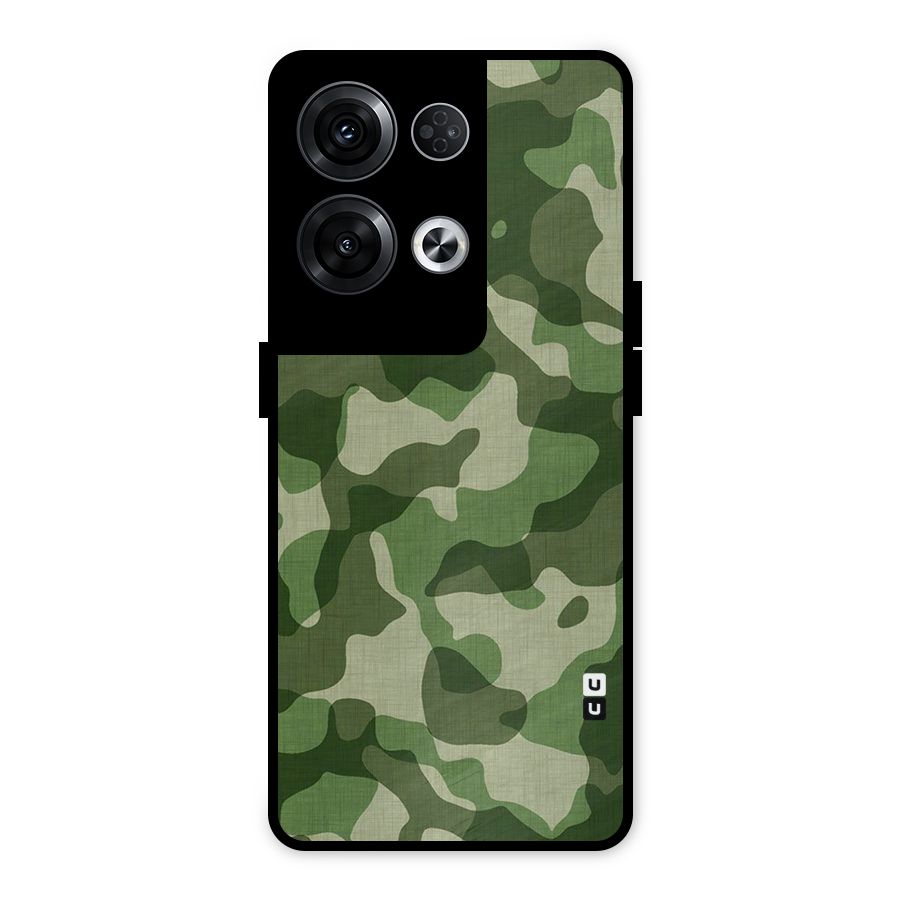 Camouflage Pattern Art Metal Back Case for Oppo Reno8 Pro 5G