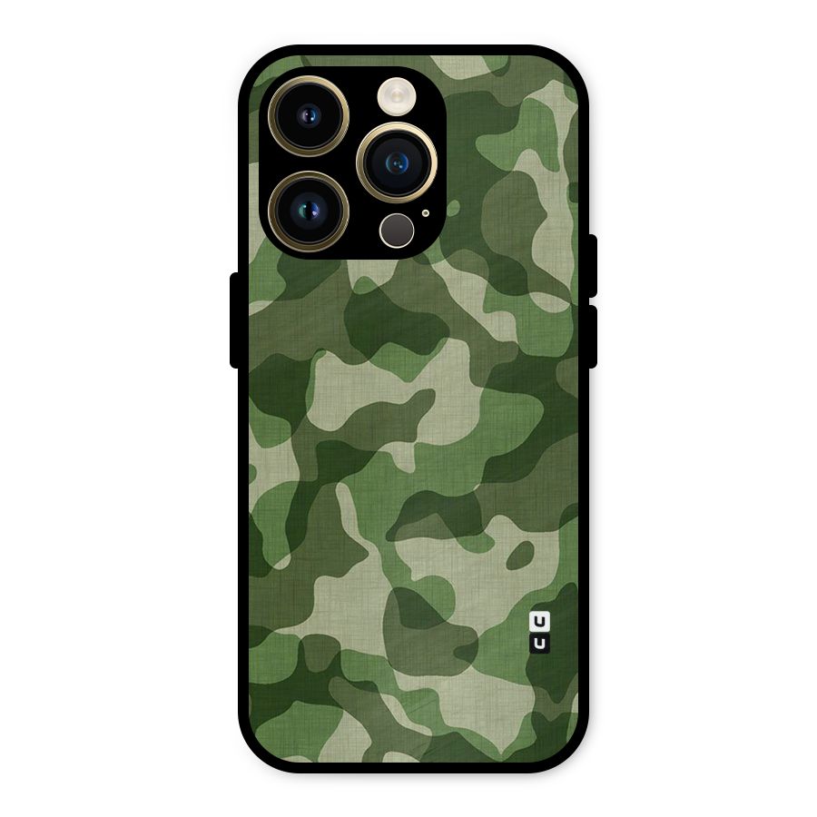 Camouflage Pattern Art Metal Back Case for iPhone 14 Pro