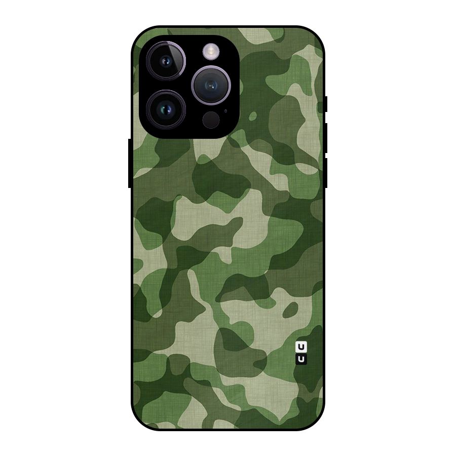 Camouflage Pattern Art Metal Back Case for iPhone 14 Pro Max