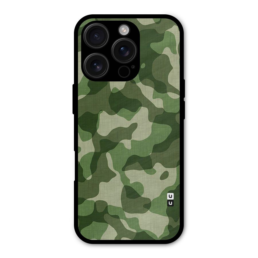 Camouflage Pattern Art Metal Back Case for iPhone 16 Pro
