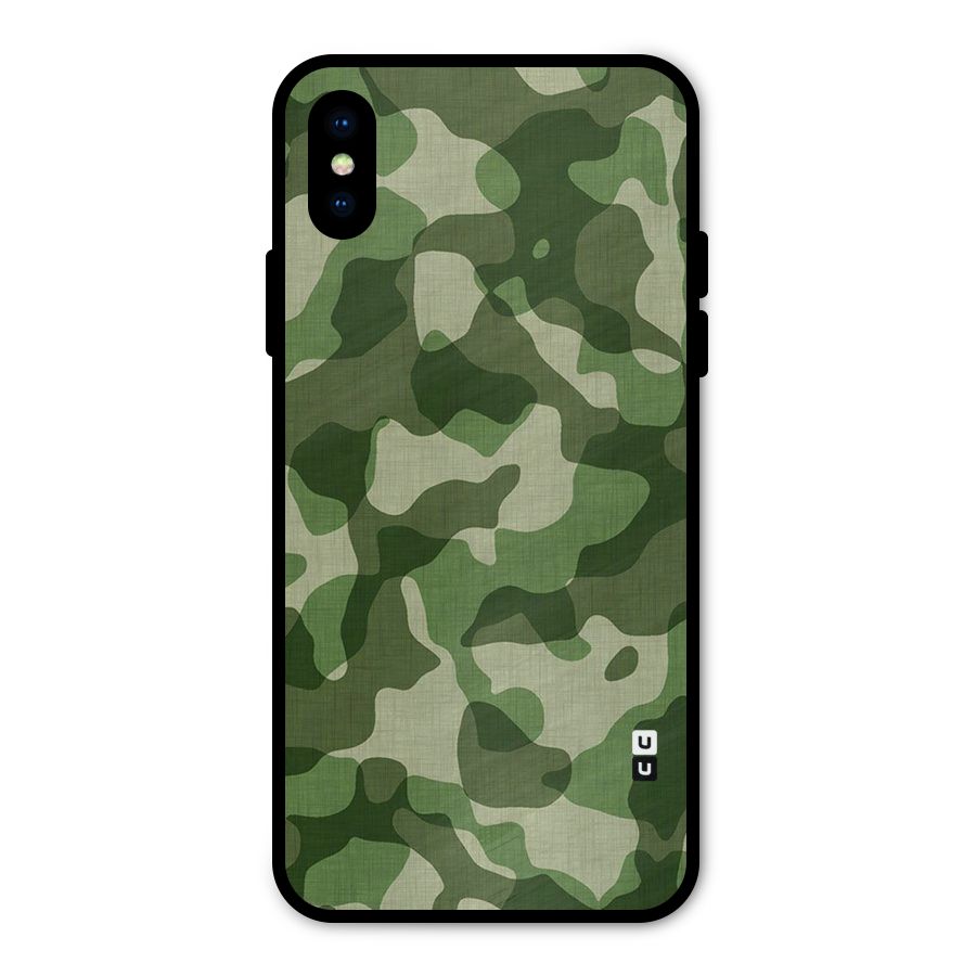 Camouflage Pattern Art Metal Back Case for iPhone XS