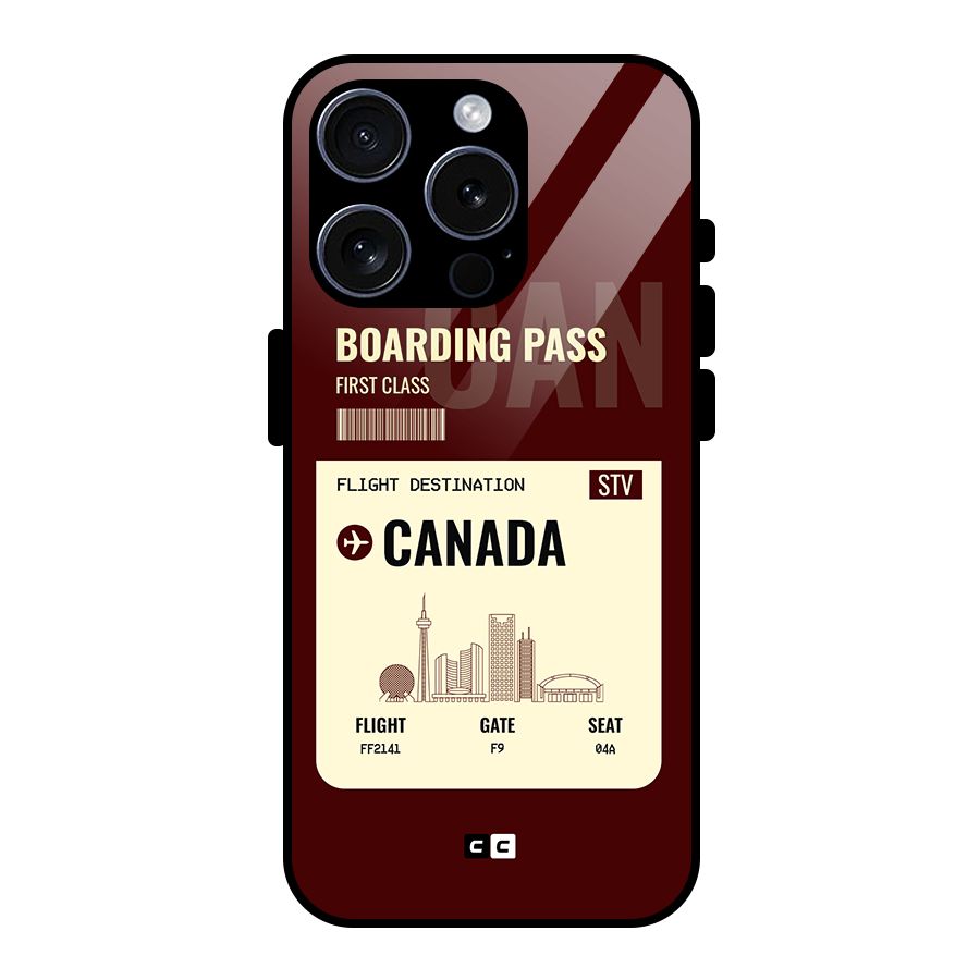 Canada Boarding Pass Glass Back Case for iPhone 15 Pro