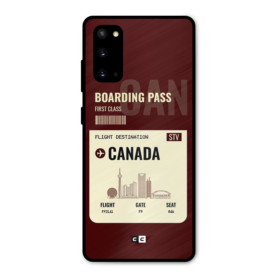 Canada Boarding Pass Metal Back Case for Galaxy S20