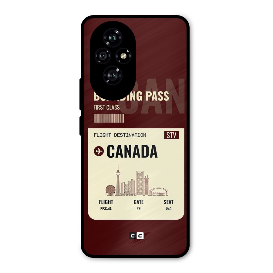 Canada Boarding Pass Metal Back Case for Honor 200