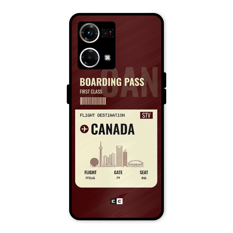 Canada Boarding Pass Metal Back Case for Oppo F21 Pro 4G