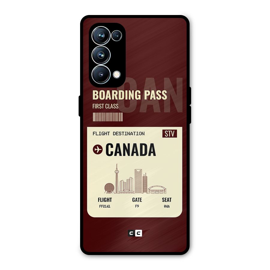 Canada Boarding Pass Metal Back Case for Oppo Reno5 Pro 5G