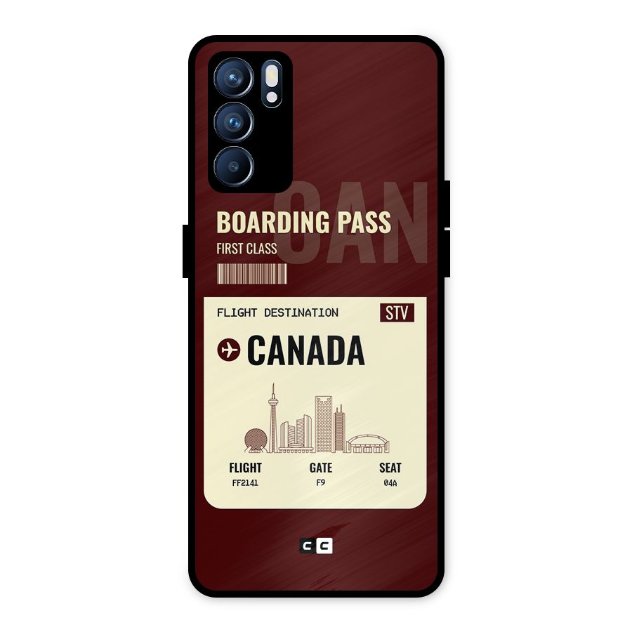 Canada Boarding Pass Metal Back Case for Oppo Reno6 5G