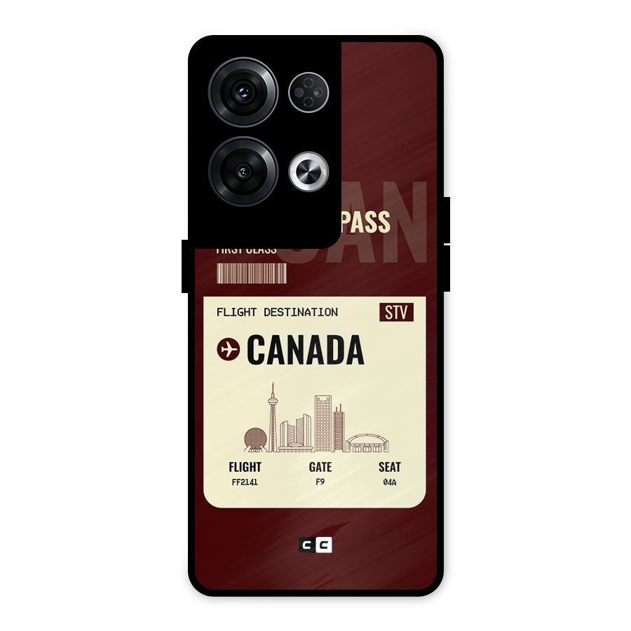Canada Boarding Pass Metal Back Case for Oppo Reno8 Pro 5G