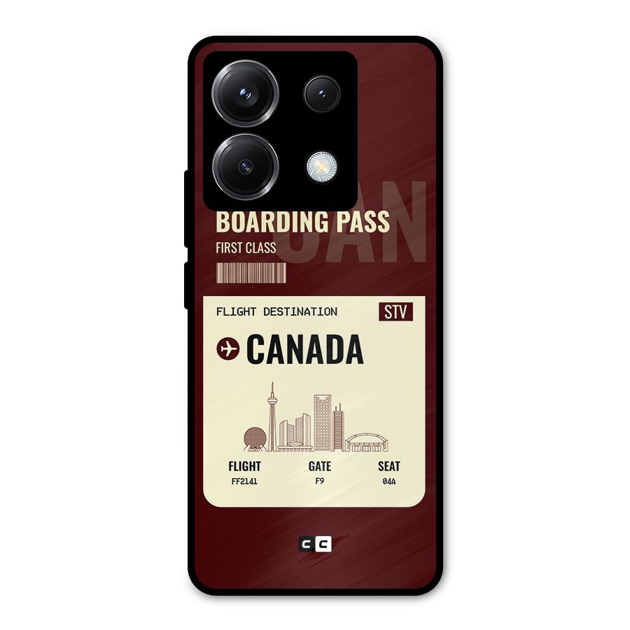 Canada Boarding Pass Metal Back Case for Poco X6