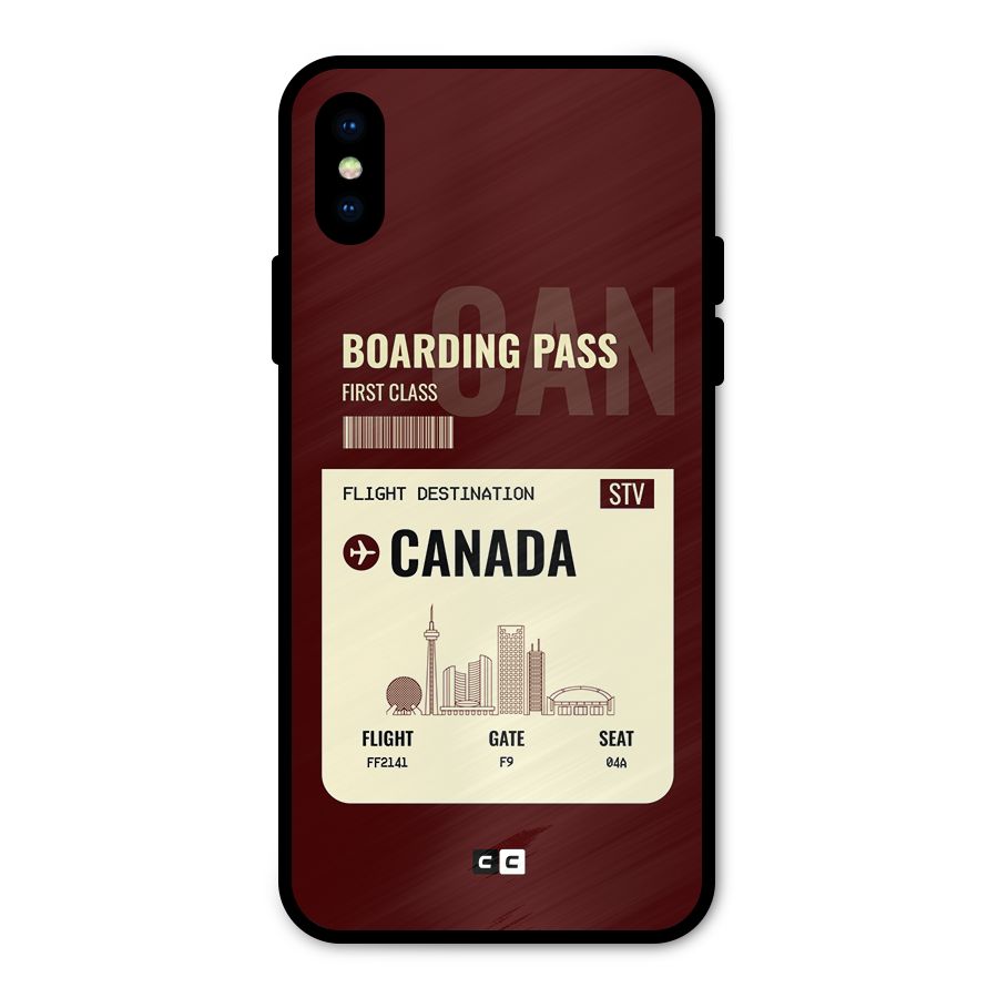 Canada Boarding Pass Metal Back Case for iPhone X