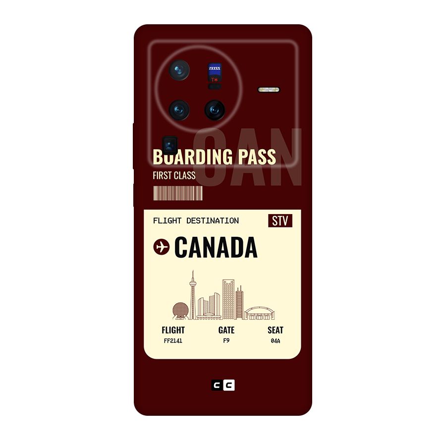 Canada Boarding Pass Original Polycarbonate Back Case for Vivo X80