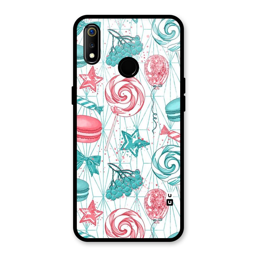 Candies And Macroons Glass Back Case for Realme 3i