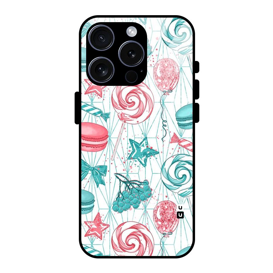 Candies And Macroons Glass Back Case for iPhone 15 Pro