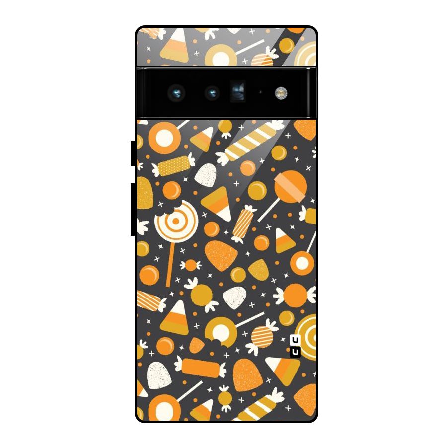 Candies Pattern Glass Back Case for Google Pixel 6 Pro