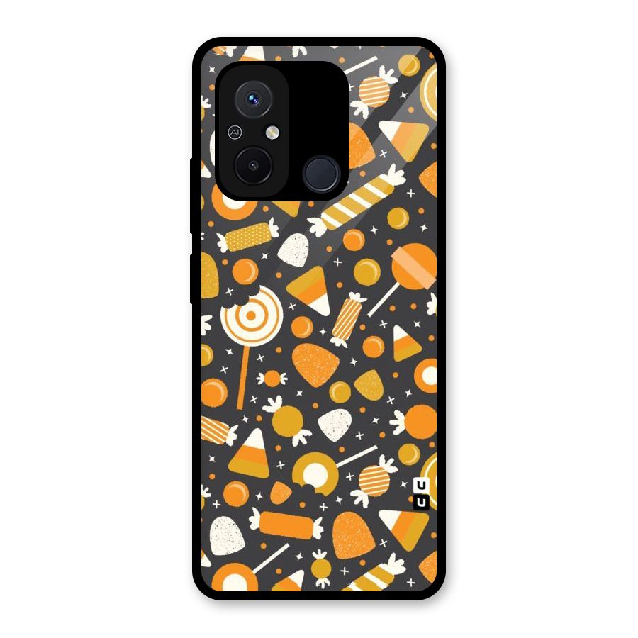 Candies Pattern Glass Back Case for Redmi 12C