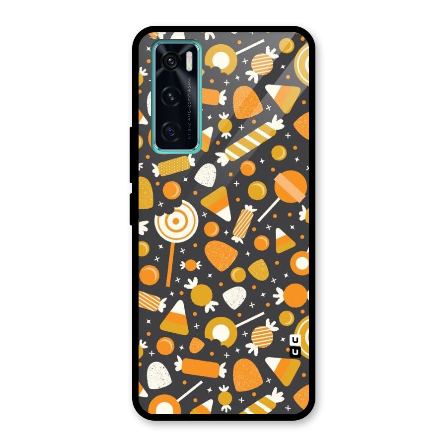 Candies Pattern Glass Back Case for Vivo V20 SE