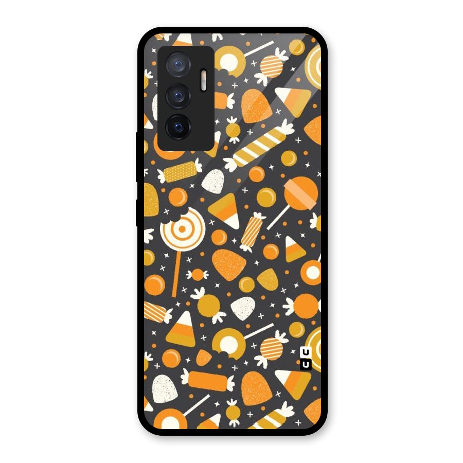 Candies Pattern Glass Back Case for Vivo V23e